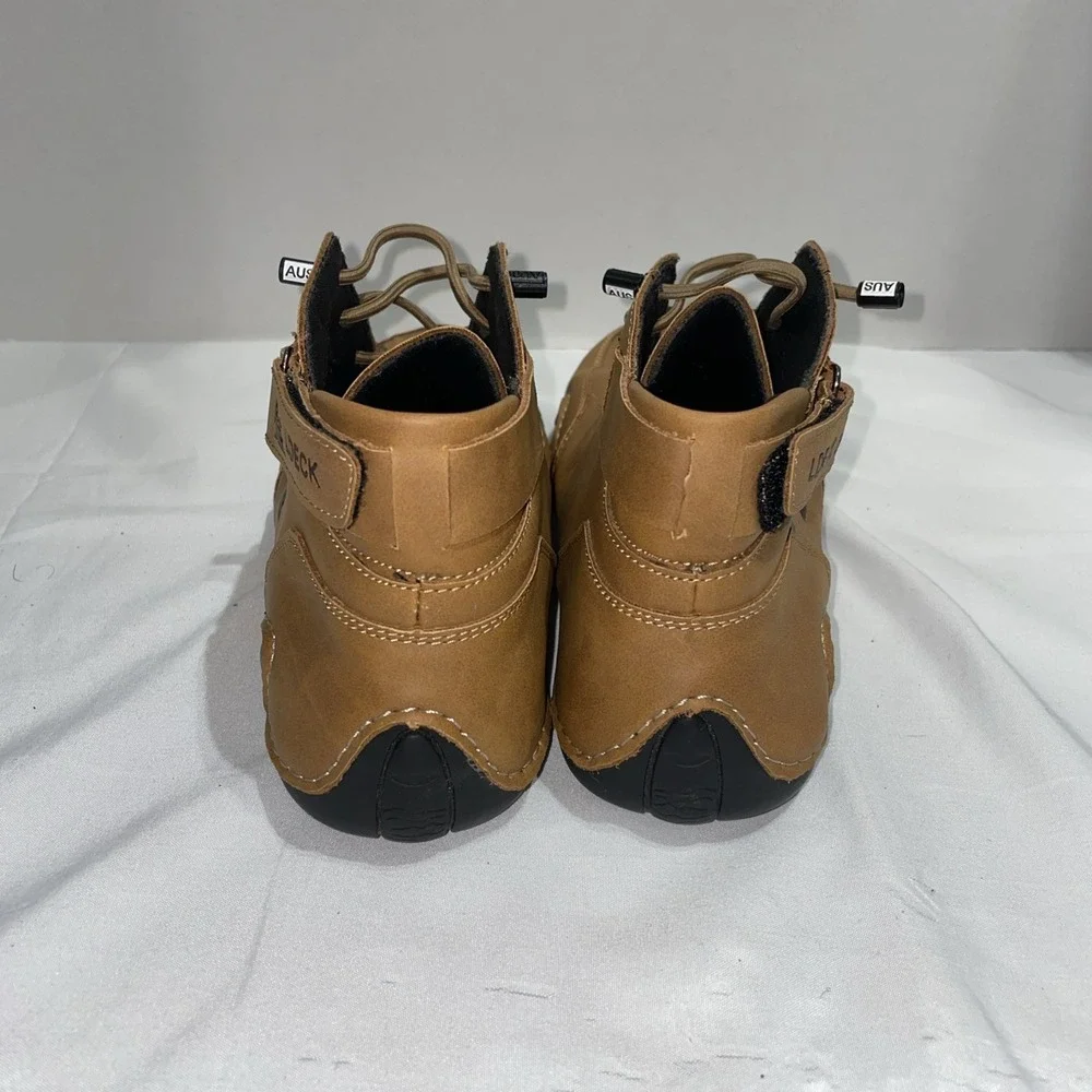 LDECK Mens Tan Brown Casual Ankle Boots Lace Up Mid Top Sneakers Size 40